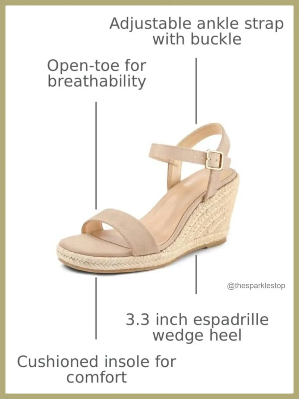 Mysoft Women's Espadrille Wedge Sandals Open Toe Platform with Ankle Strap